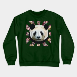 Striking Panda bear on Rainbow Random Spotted patterned sun rays Crewneck Sweatshirt